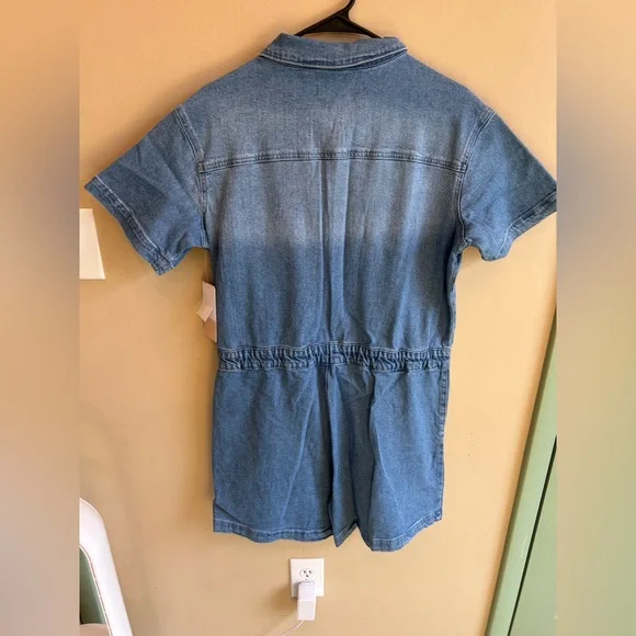 JustFab Women’s ' Short Sleeve Denim Romper - Picture 2 of 3